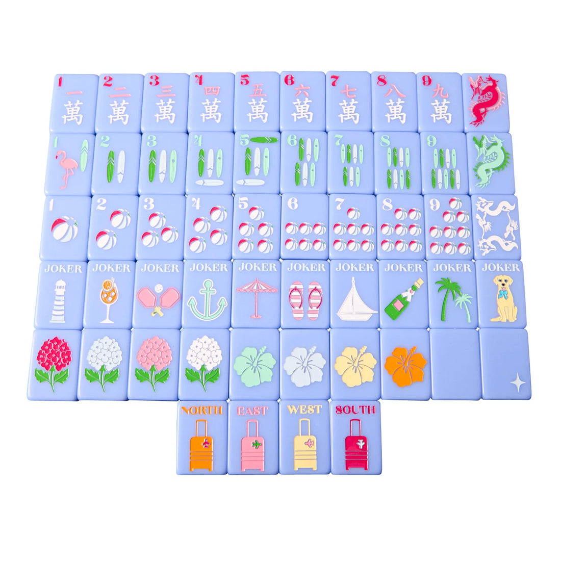 Gray Malin Beach Club Mahjong Tiles - Cabana Blue