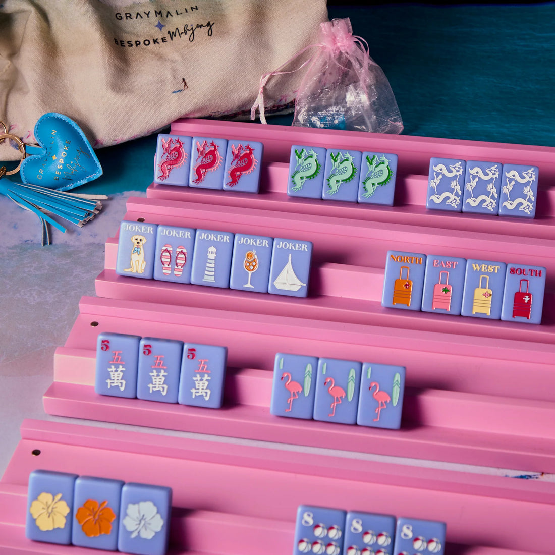 Gray Malin Beach Club Mahjong Tiles - Cabana Blue