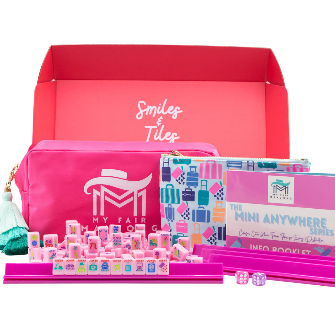 Mini Travel Mahjong Pink Set