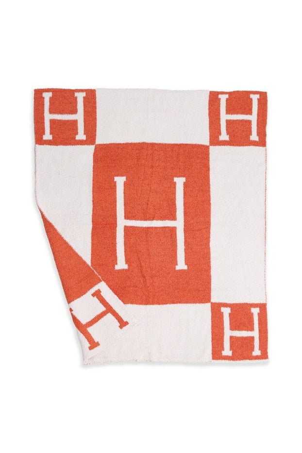 Orange H Baby Throw