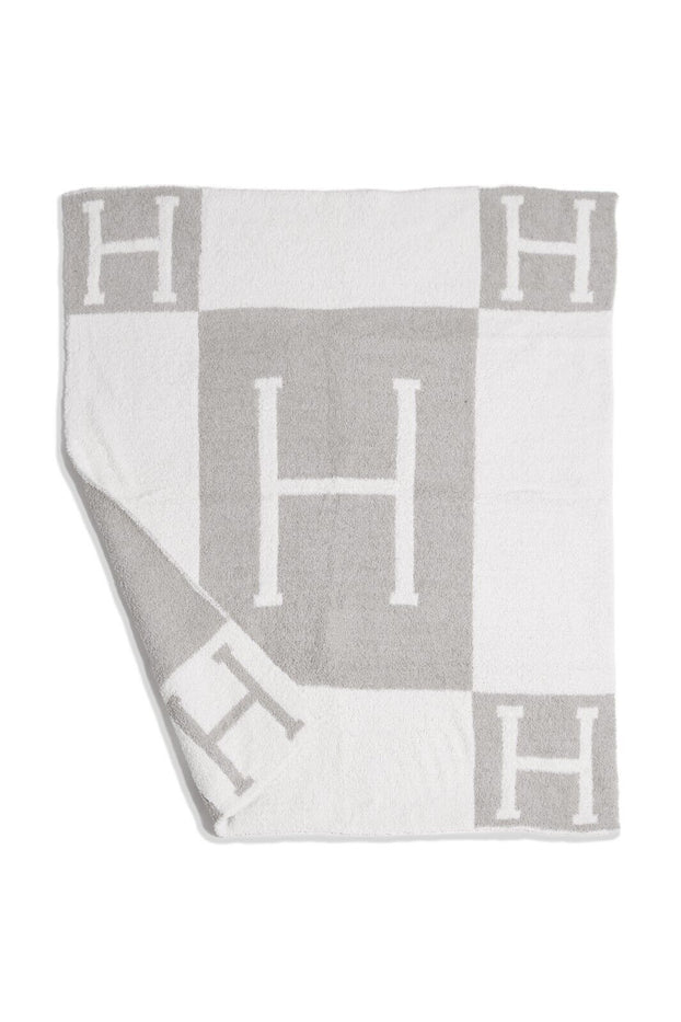 Grey H Baby Throw