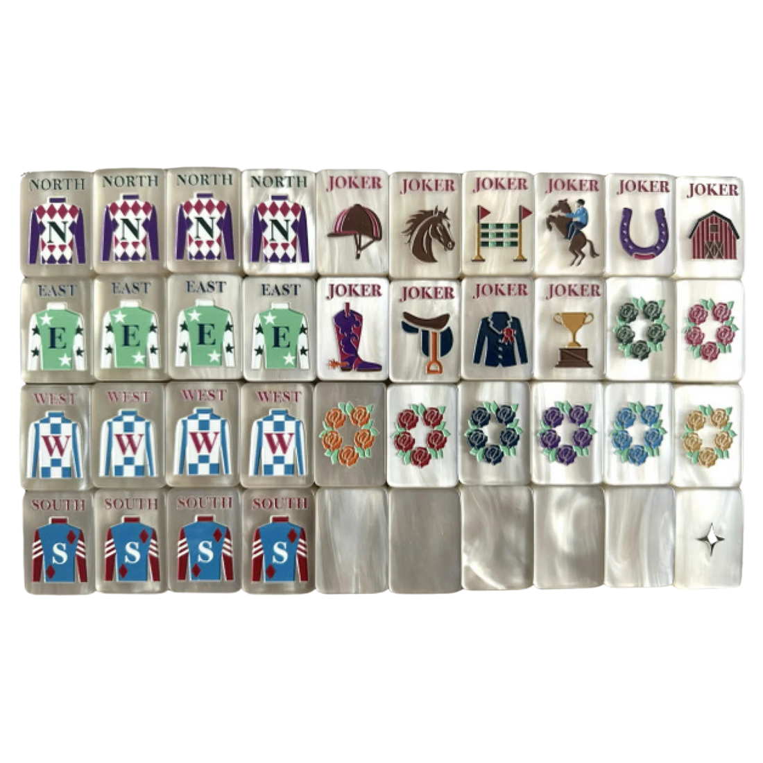 Bespoke Year of the Horse Pearl Cream Mahjong Tile Set